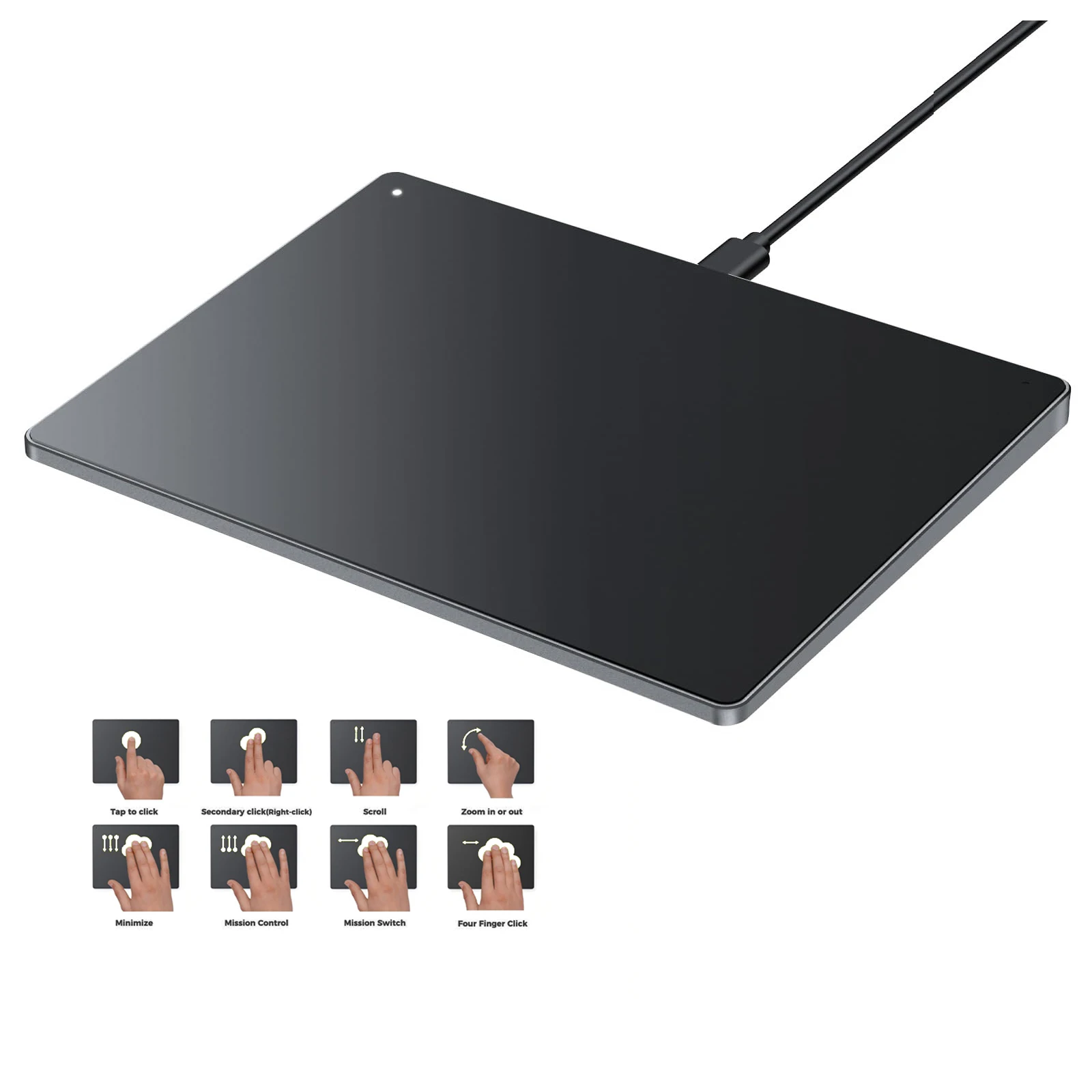 Trackpad: con cable, USB-C, alfombrilla de ratón de aluminio funciona con Windows 10/11