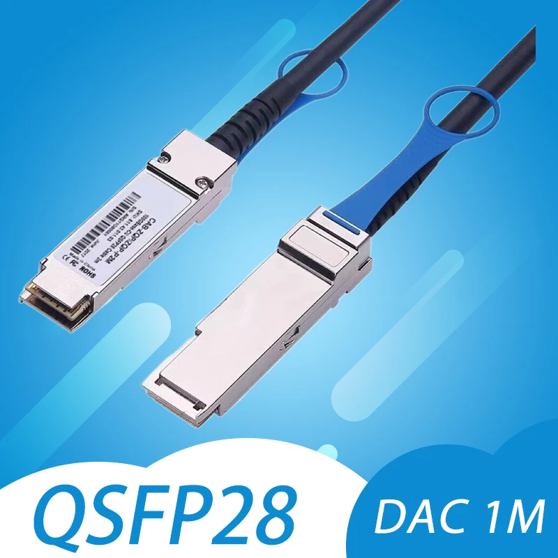 Cable óptico 100G QSFP28 DAC 1/2/3/5M; Cable de cobre pasivo de conexión directa Compatible con Mellanox, MikrotiK