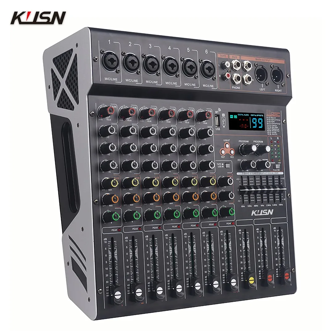 Mezclador amplificador de 6 canales 99 DSP 300Wx2, consola mezcladora de Audio profesional Digital, mezclador de sonido con Bluetooth y USB - imagen 3