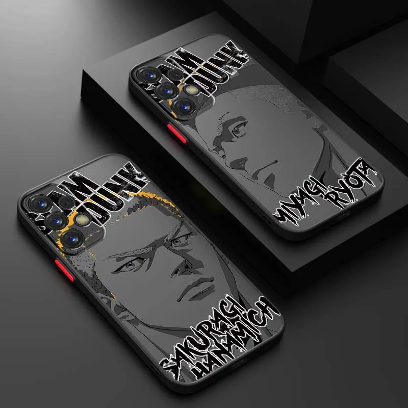 Anime SLAMS DUNKS funda de teléfono artística de lujo para Samsung A73 A72 A71 A55 A54 A53 A52 A51 A35 A25 A15 A14 5G esmerilado translúcido - imagen 2