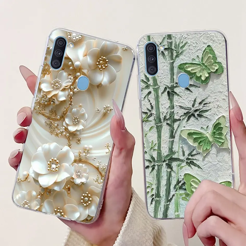 Para Samsung Galaxy A11 Funda A115 A115F Funda nueva moda flor reina Funda transparente de silicona suave para Samsung M11 M115F Etui - imagen 3