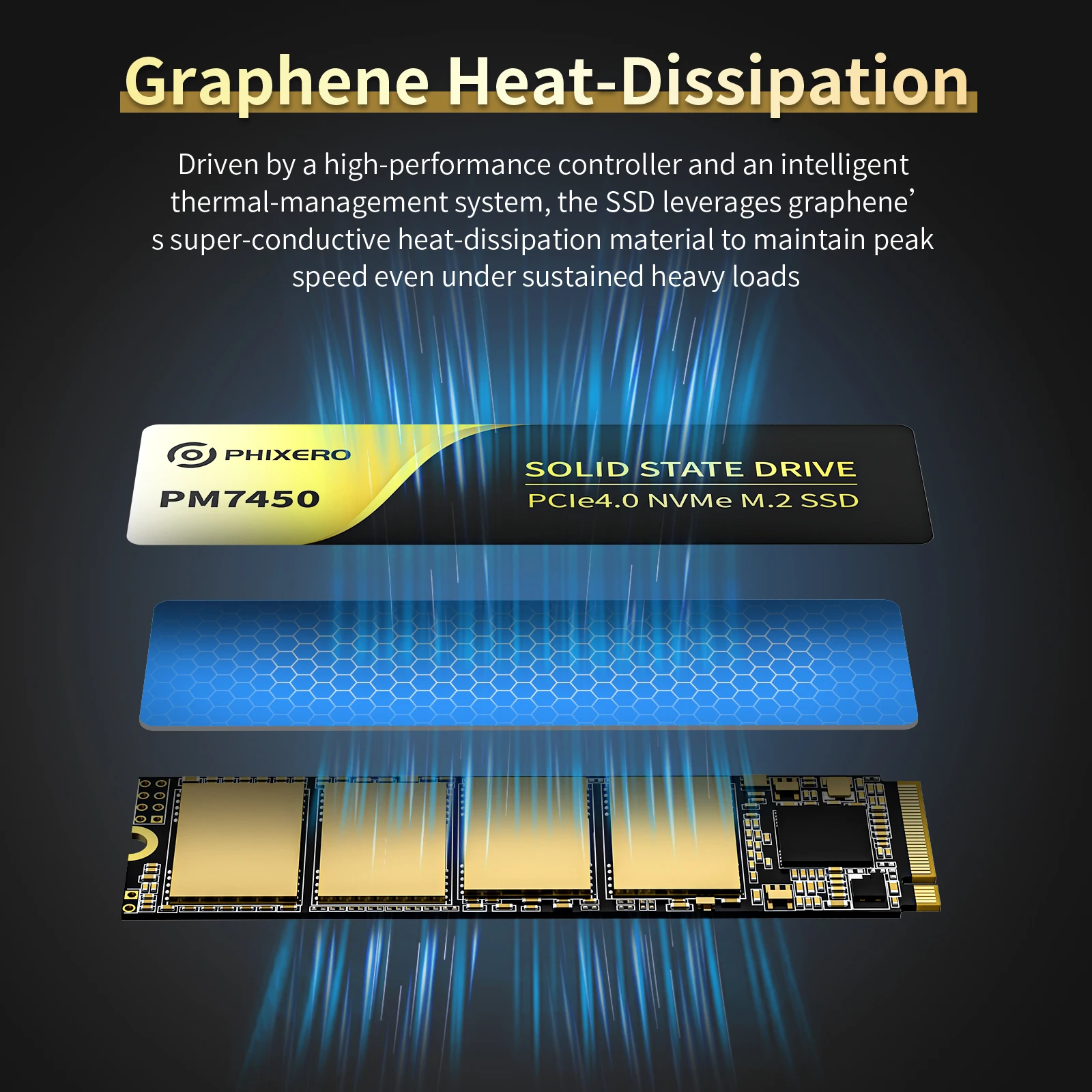 PHIXERO SSD 1tb 2tb SSD NVMe M2 4tb 7450MB/S PCIe 4,0 x4 M.2 2280 disco unidades internas de estado sólido NVME M.2 SSD para portátil PS5 - imagen 5