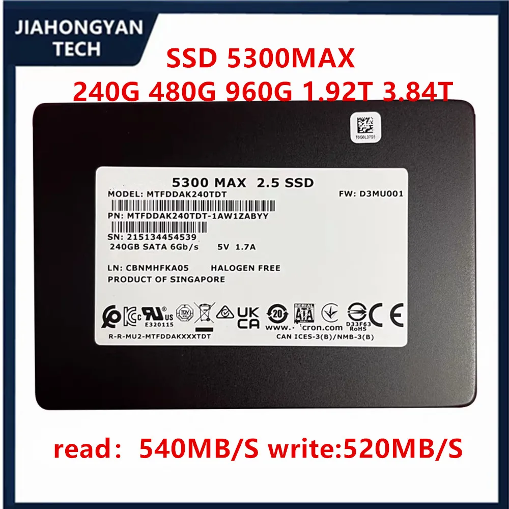 Original para MICRON 5300MAX 240G 480G 960G 1,92 T 3,84 T SATA 2,5 pulgadas servidor SSD unidad de estado sólido empresarial - imagen 4