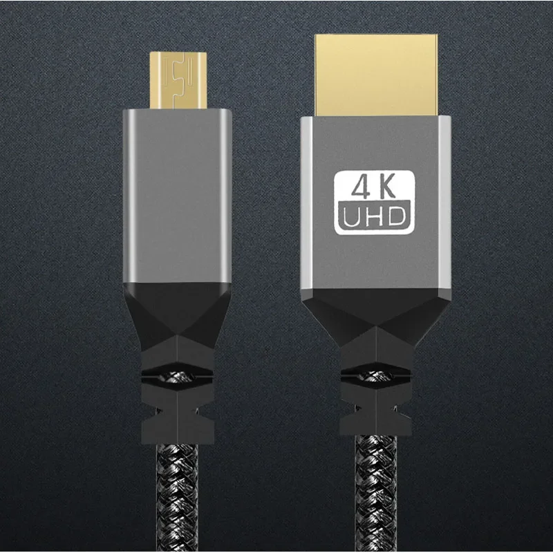 Cable de nailon trenzado HD, 1M/1,5 M/2M/3M/5M, 4K @ 60HZ, Compatible con HDMI a MICROHDMI, extensión MICRO HDMI, macho a macho, para HDTV, PS4 - imagen 5
