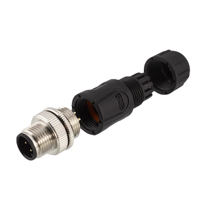 Conector M12 resistente al agua, montaje de 2 3 4 5 6 8 12 pines, enchufe de aviación de soldadura, conectores industriales IP67 de plástico macho hembra, 1 ud. - imagen 5