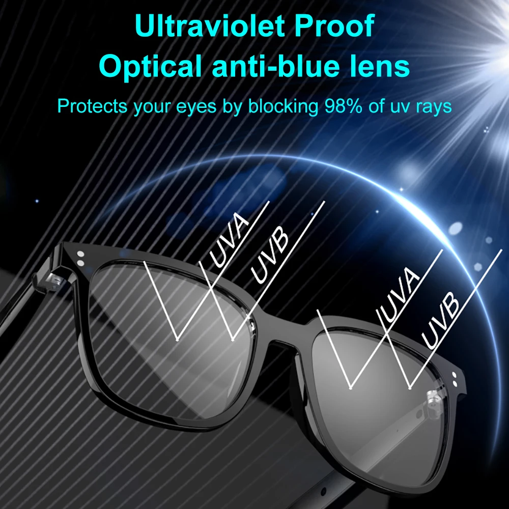 Gafas inteligentes Bluetooth 5,4 micrófono incorporado asistente táctil de voz gafas de música llamadas impermeables gafas de sol Anti-UV - imagen 3
