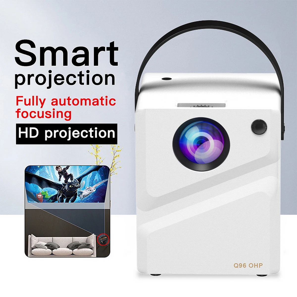 Q96 OHP Android Mini proyector compatible con 4K 1080P 4G 5G WIFI BT4.2 proyector 1280*720P proyector portátil de cine en casa - imagen 5