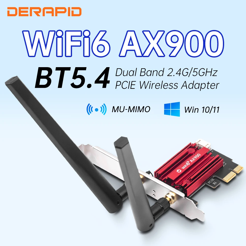 Fenvi Dual Band 2,4G/5G WiFi 6 AX900 adaptador inalámbrico pci-express Bluetooth 5,4 tarjeta de red para PC/escritorio para Windows 10/11