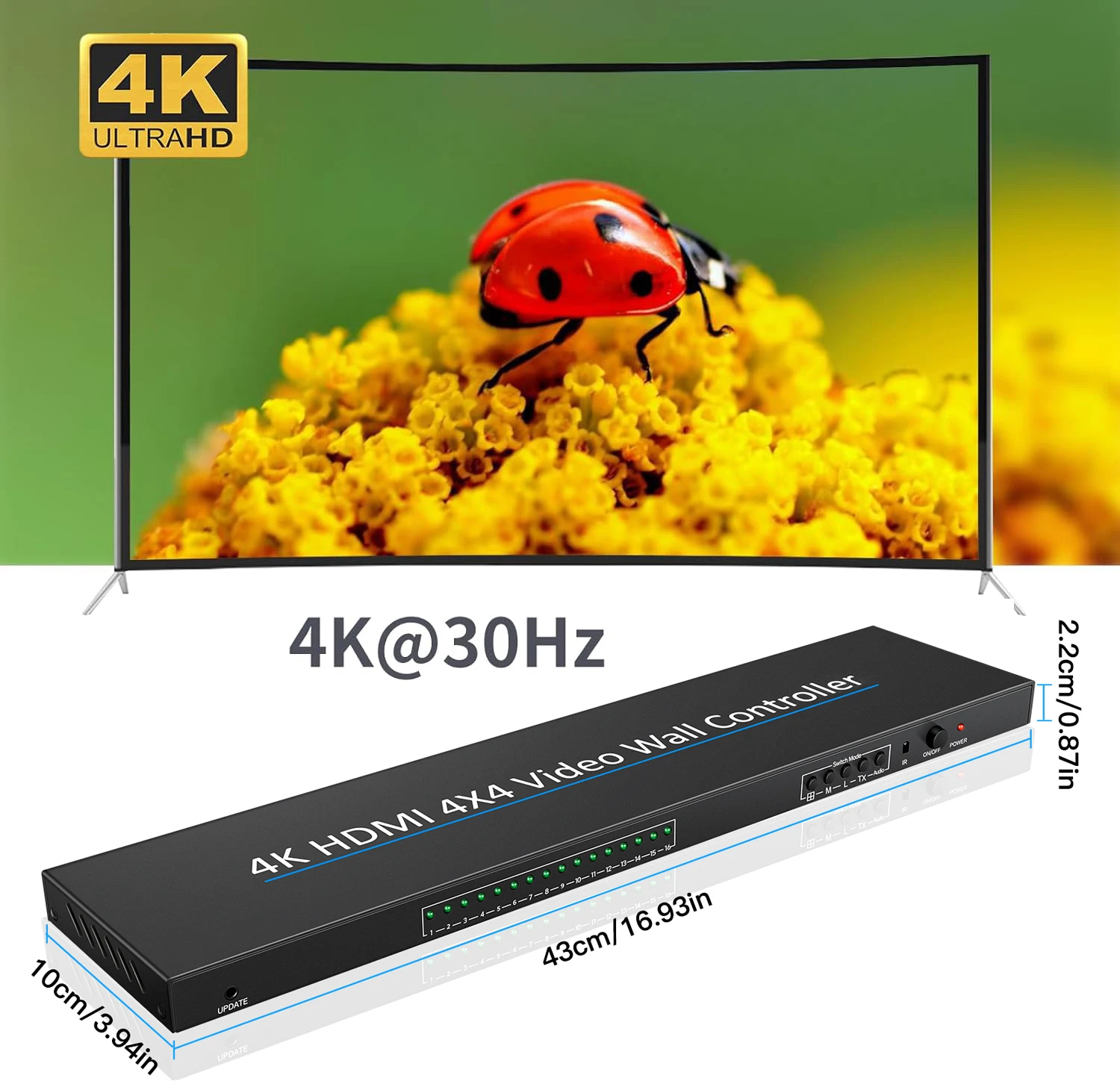 Controlador de pared de vídeo HDMI 4K, de TV empalmador 2x2, 3x3, 2x4, 2x5, 2x6, 1x16 procesador Multi pantallas 3 1x4 - imagen 5