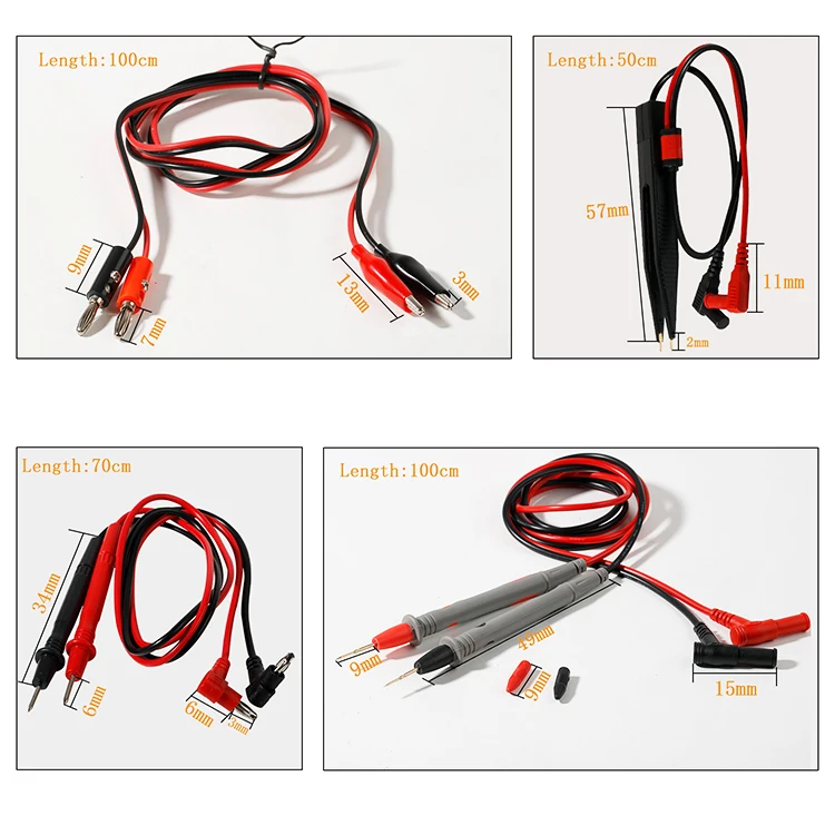 Cables de prueba para multímetro, cable universal con conector banana de cocodrilo y pinzas de cocodrilo - imagen 3