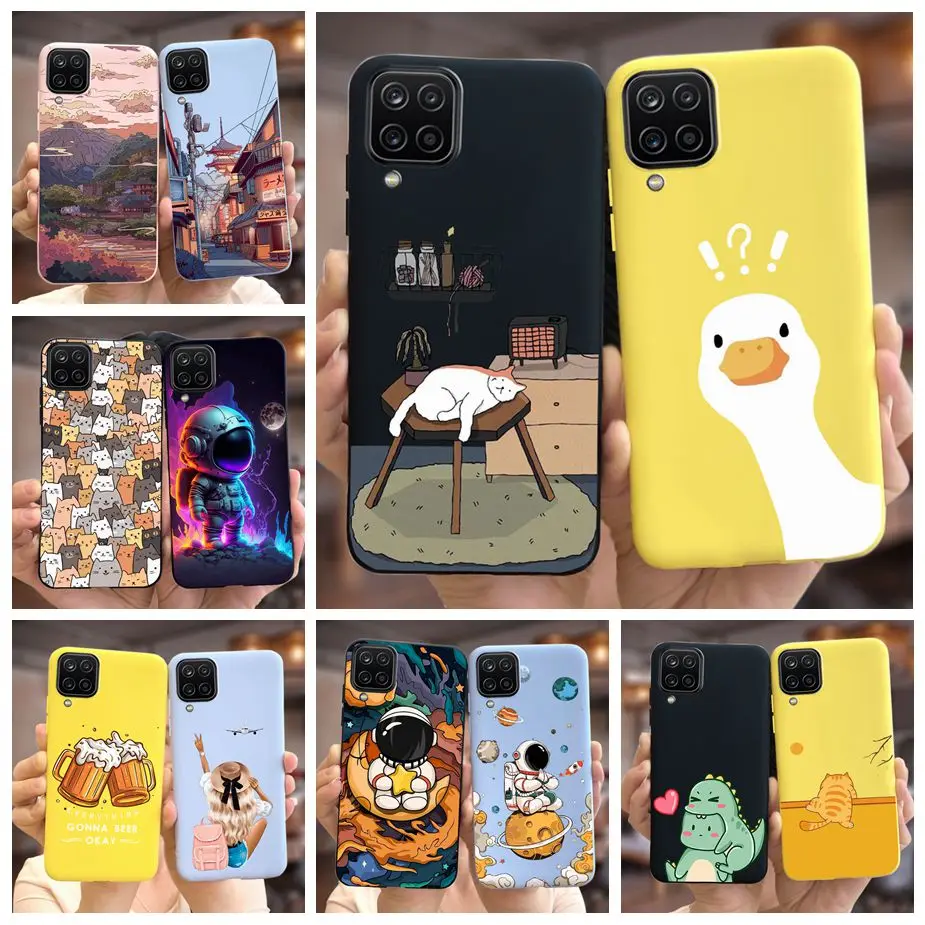 Para Samsung Galaxy A12 funda M12 F12 Linda moda caramelo pintado contraportada funda de teléfono para Samsung A12 M 12 Galaxy M12 Fundas suaves