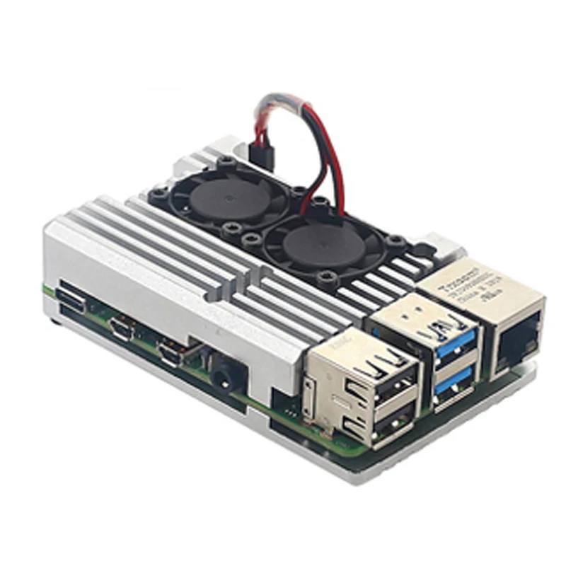 Caja de carcasa de Metal con disipador de calor de doble ventilador para Raspberry Pi 4 Modelo B 4B, aleación de aluminio de alta calidad - imagen 3