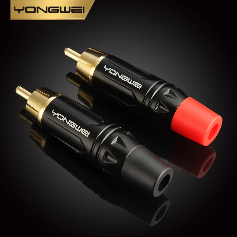 YONGWEI conector RCA Lotus dorado de cobre puro, amplificador de potencia, enchufe soldado para computadora, adecuado para audio de televisión AV - imagen 2