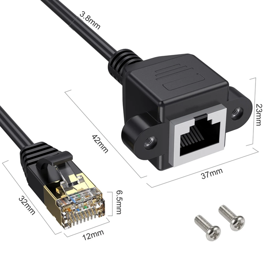 Cable de extensión Ethernet Cat8 con tornillo de montaje en Panel RJ45 40Gbps Cat 8 macho a hembra RJ 45 adaptador de Cable de red Ethernet RJ45 - imagen 4