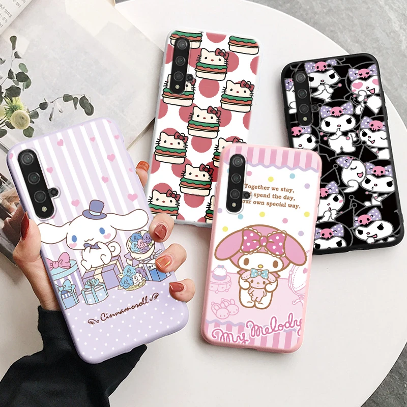 Funda Sanrio rosa para Huawei Nova 5 T 5 T, carcasa trasera pintada de Hello Kitty, Funda de silicona suave para Huawei Nova5T
