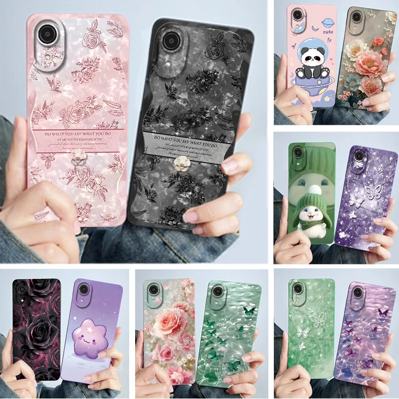 Funda de teléfono para Samsung Galaxy A03 Core A032F carcasa simplicidad pintura al óleo Floral protección de cámara cubierta trasera de silicona líquida