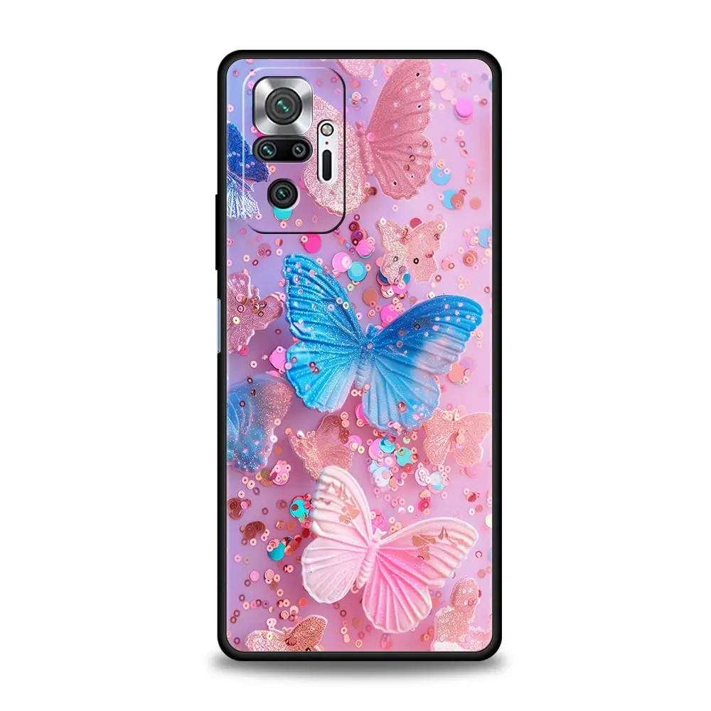 Funda de teléfono con patrones florales y de mariposas para Xiaomi Redmi Note 14 13 12 5G 11 10 Pro Plus 4G 9S 9 14C 13C 12C 10C 9C 9A - imagen 2