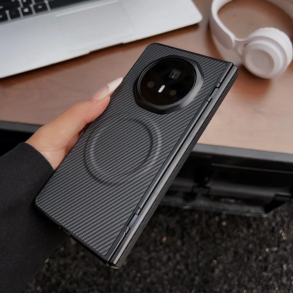 Para Huawei Honor Magic V5 funda dura de fibra de carbono magnética MagSafe funda protectora trasera para Honor Magic V5 V3 carcasa de teléfono - imagen 2