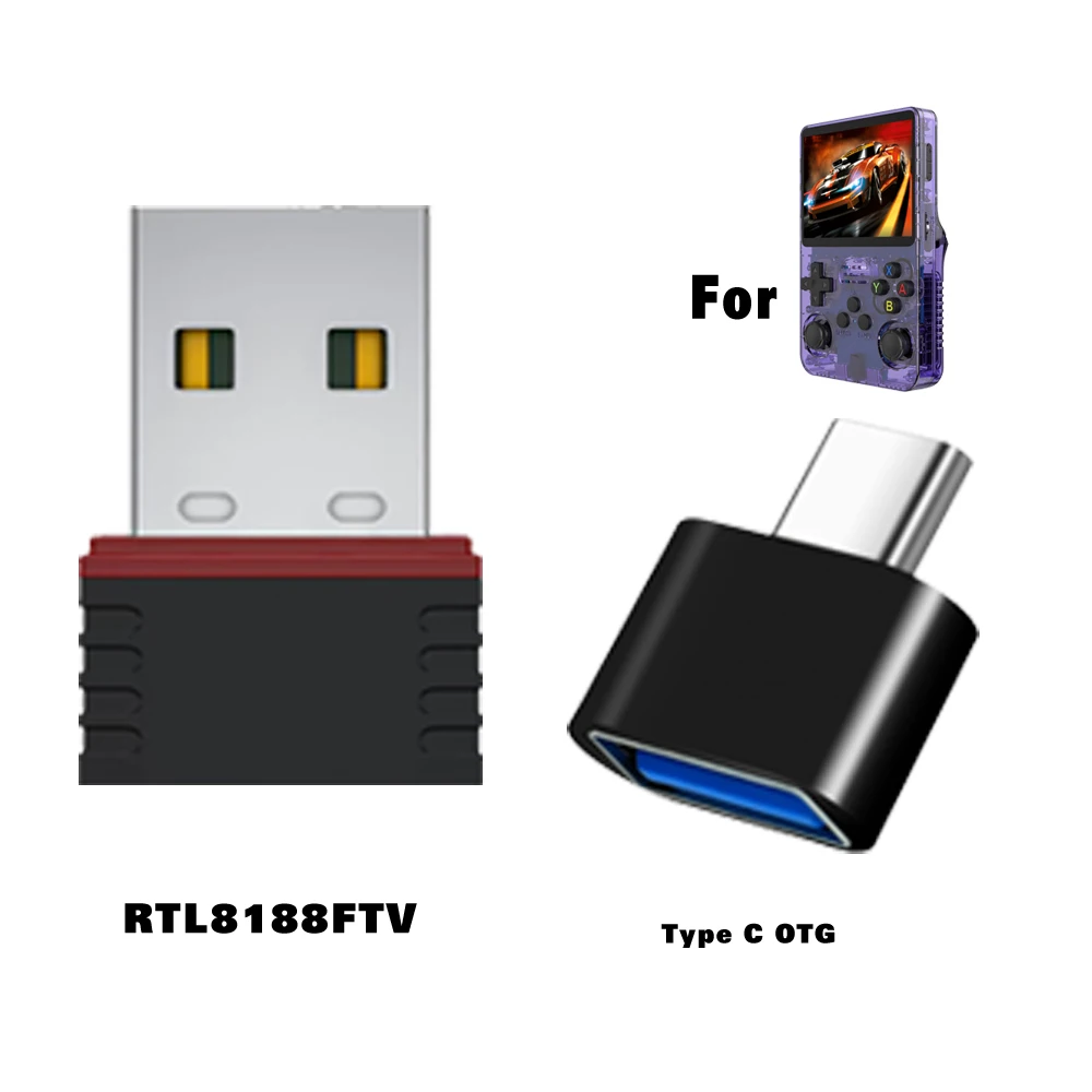 R36S (WiFi) RTL8188FTV USB Dongles y adaptador OTG TIPO C para R36S R36H R36 R36PLUS