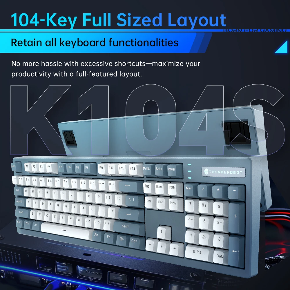 Thunderobot K104S Teclado Mecánico Gamer Alámbrico Tamaño Completo 104 Teclas, Retroiluminación RGB, Teclas ABS - Para PC, Laptop y Juegos de Alto Rendimiento - imagen 3