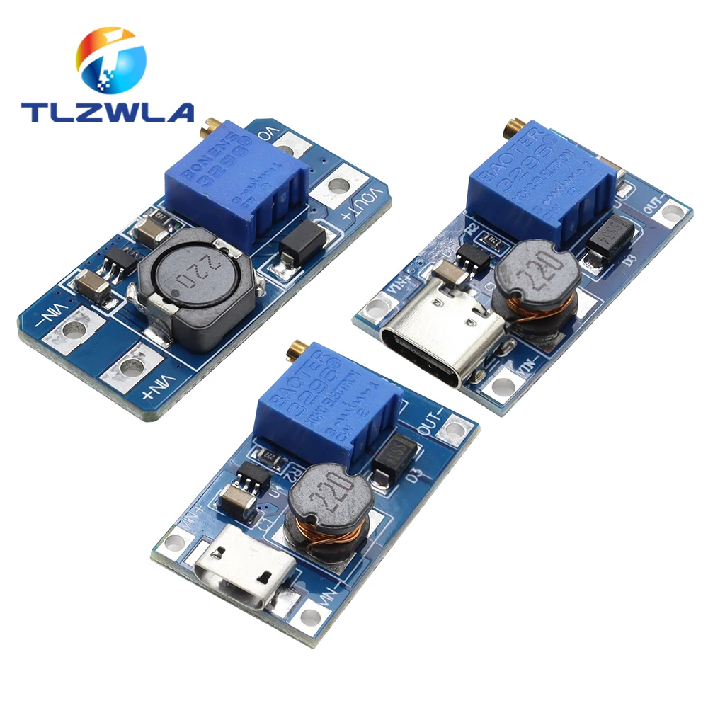 Módulo de fuente de alimentación de refuerzo MT3608, convertidor de aumento de DC-DC, placa de aumento, salida máxima de 28V, 2A, para arduino, kit diy