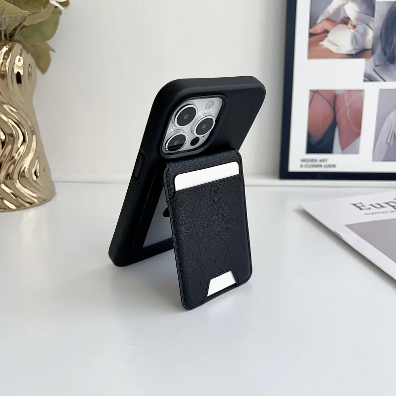 Funda de cuero multifuncional ultrafina para tarjetero magnético Magsafe para IPhone12 13 14 15 16 Pro Max, funda tipo billetera para tarjetas bancarias y teléfonos - imagen 3