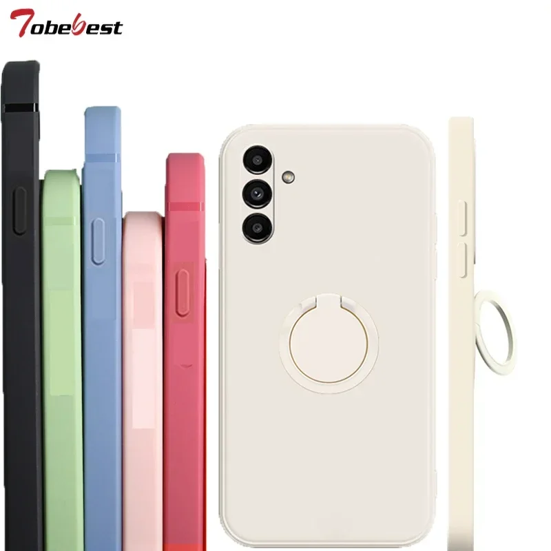 Funda de silicona cuadrada con anillo de dedo 360 para Samsung Galaxy A16 A06 5G, funda con soporte para teléfono