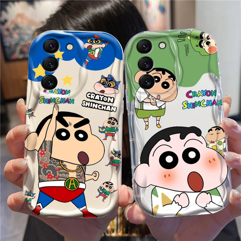 C-crayons s-shin chans Cartoon para Samsung S24, S23, S21, S20 Ultra Plus FE, A73, A72, A71, A51, A31, A05S, A05, A04, 5G Wave Oil Soft