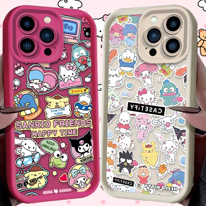 Preciosa funda blanda rosa de Hello Kitty para iPhone 17 Air 16 16E 15 14 13 12 11 Pro Max X XS X S Max XR SE 2020 SE4 7 8 funda de silicona - imagen 2