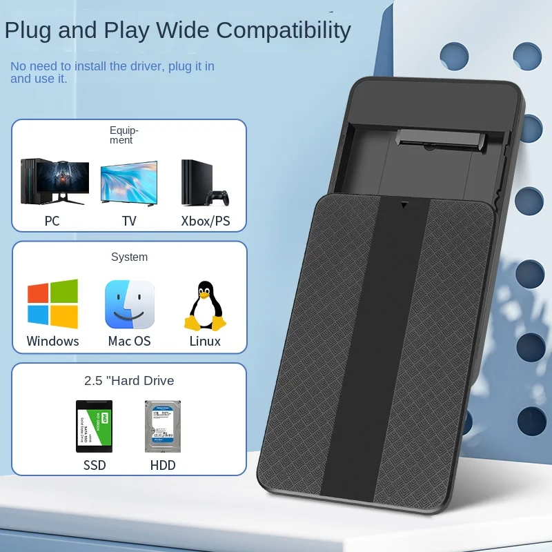 Caja de disco duro externo TISHRIC, funda SSD de 2,5 pulgadas para disco duro SATA a USB3.0, funda externa para juegos, PC, portátil, PS5, PS4 - imagen 2