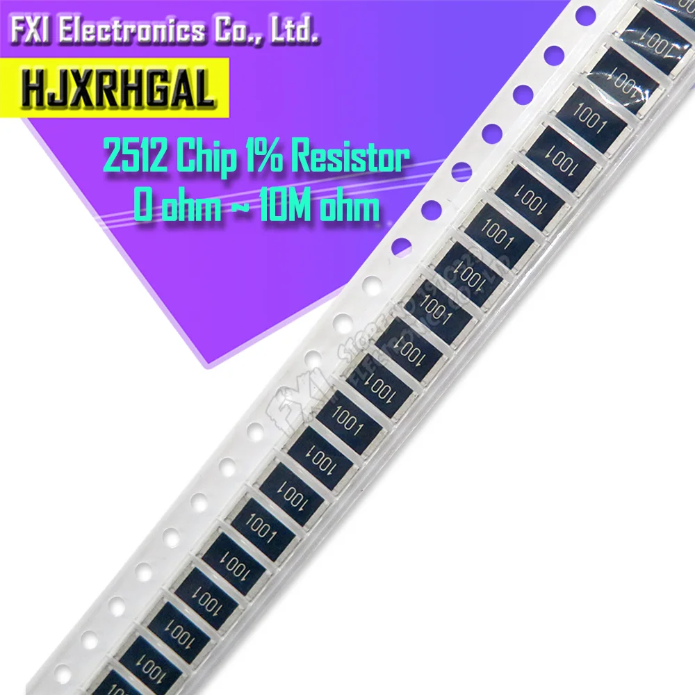50 Uds 2512 1% resistencia SMD 0R ~ 10M 1W 0 1 10 100 150 220 330 ohm 1K 2,2K 10K 100K 220K 0R 1R 10R 100R 150R 220R 330R 470R 1M