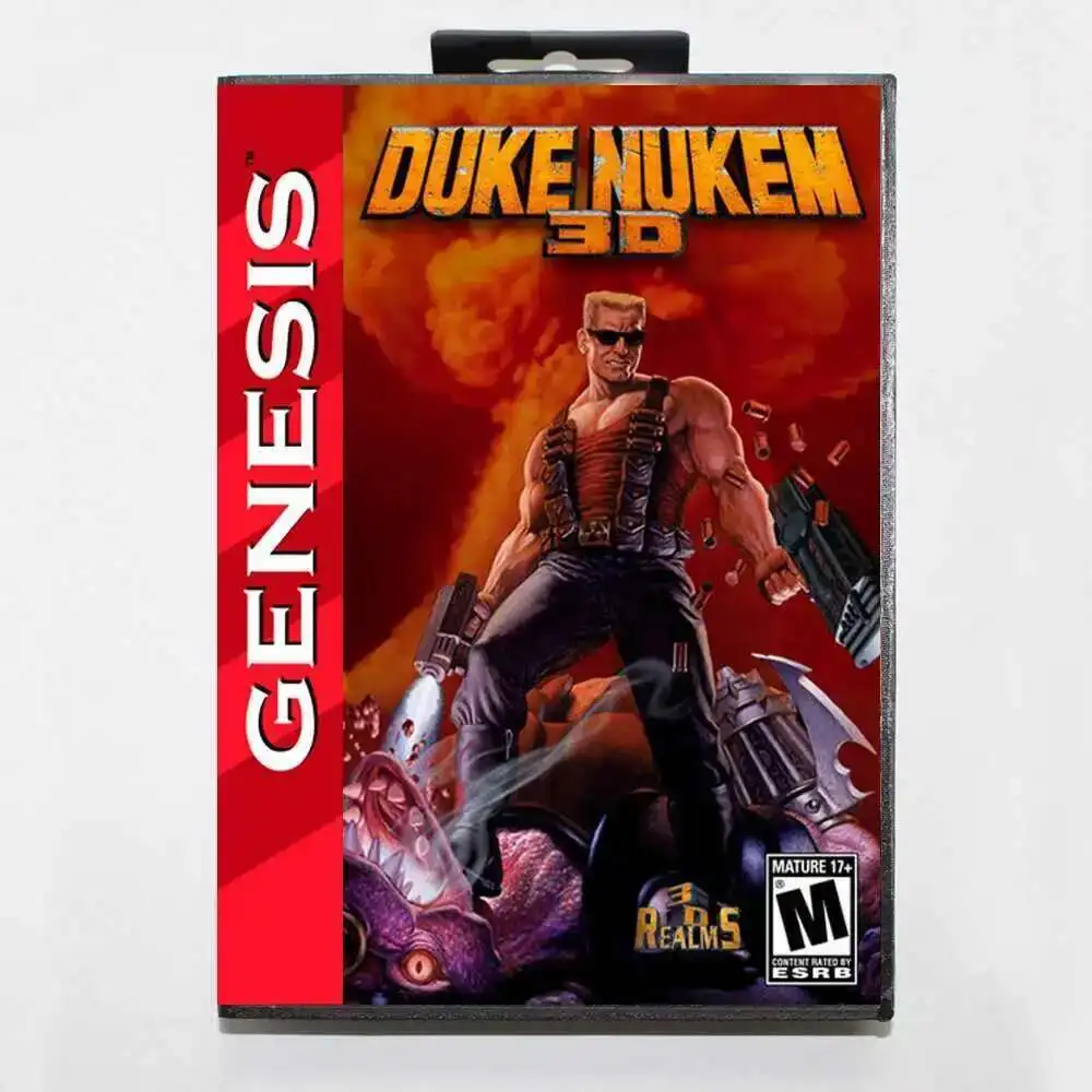 Tarjeta de juego Duke Nukem 3D MD con caja para consola Sega Megadrive Genesis de 16 bits