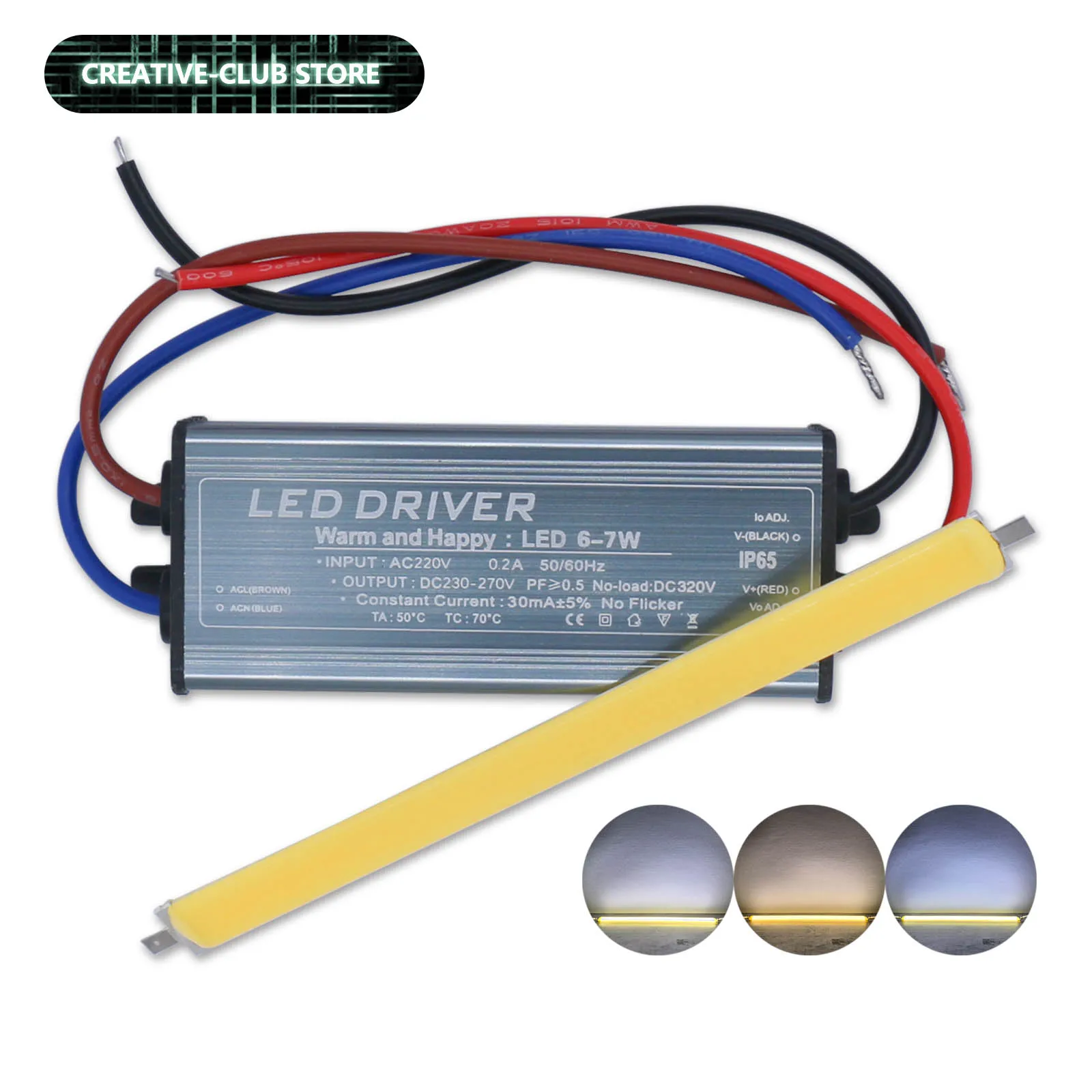 Chip de cerámica LED COB SMD de 6W con controlador LED AC220V para bombilla, lámpara de luz LED, foco, lámparas de luz descendente para reparación de tubos DIY - imagen 2