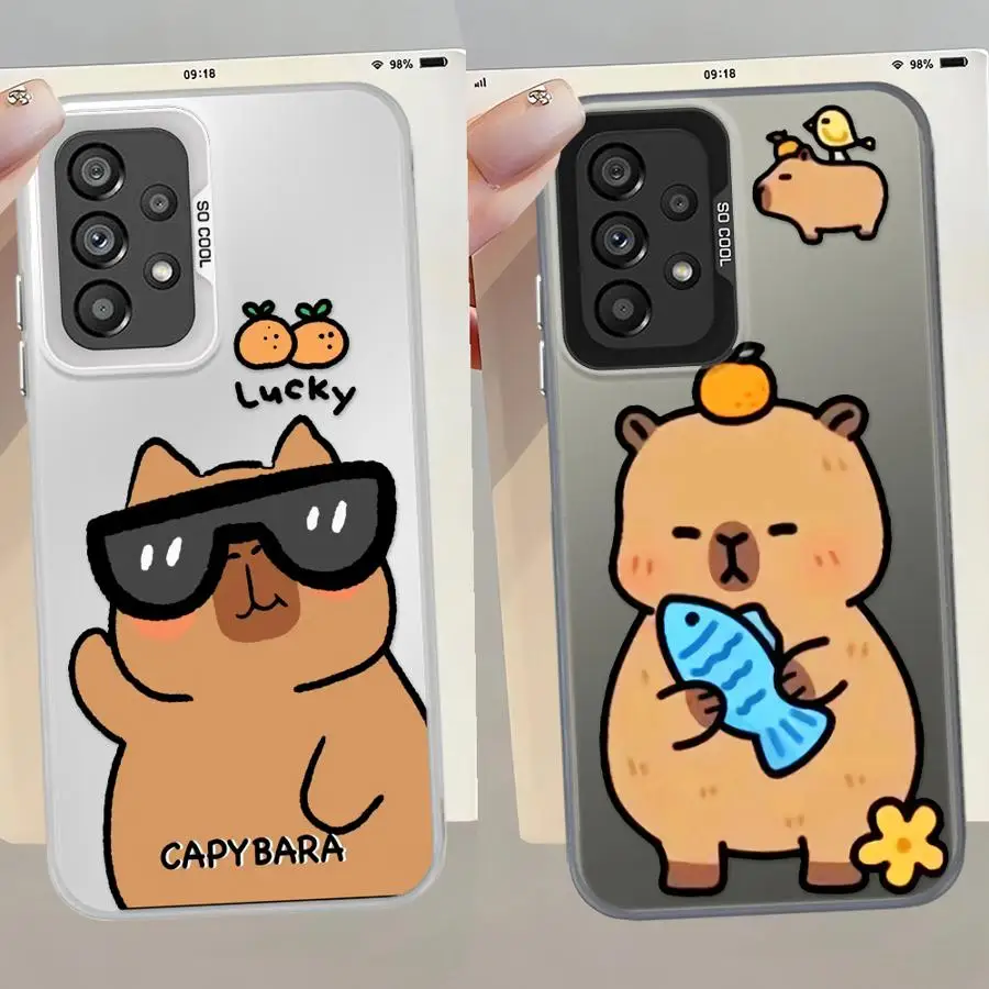 Funda trasera de teléfono para Samsung Galaxy A13 A20s A16 A02 A11 A14 A04e A03 A15 A06 A12 A50 Capibara dibujos animados lindo