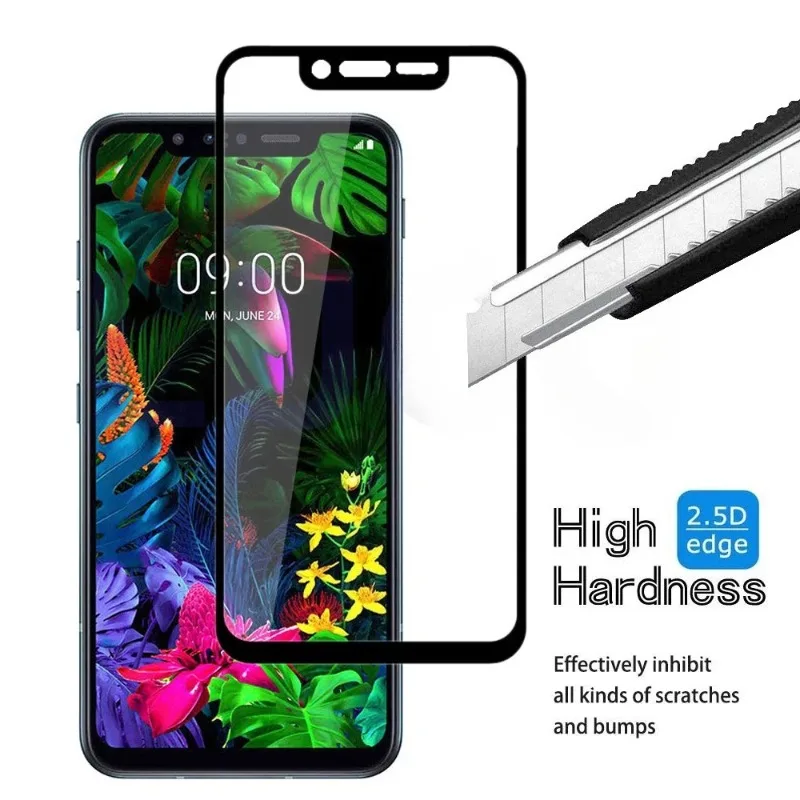 3 uds 9H cubierta completa de vidrio templado para LG G8 ThinQ LG V60 ThinQ 5G Protector de pantalla negro vidrio templado película protectora HD vidrio - imagen 5