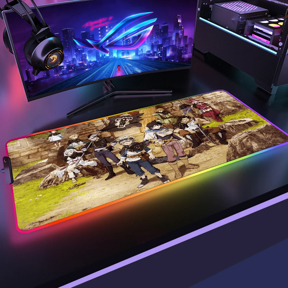 Alfombrillas LED de Anime Black Clover para juegos, alfombrilla de escritorio grande para PC Gamer XL, alfombrilla de ratón RGB, alfombrilla de ratón luminosa con retroiluminación - imagen 5