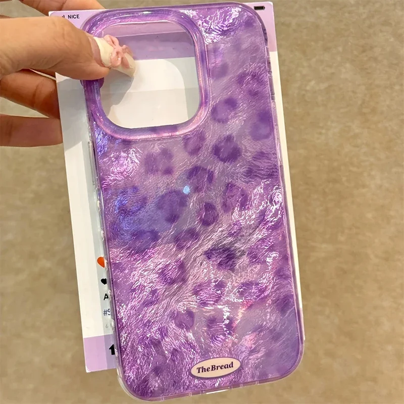 Para iPhone 16 funda de lujo leopardo Rint púrpura patrón de grietas de hielo funda de teléfono para iPhone 15 14 13 12 11 Pro Max X XR 7 8 Plus cubierta - imagen 3