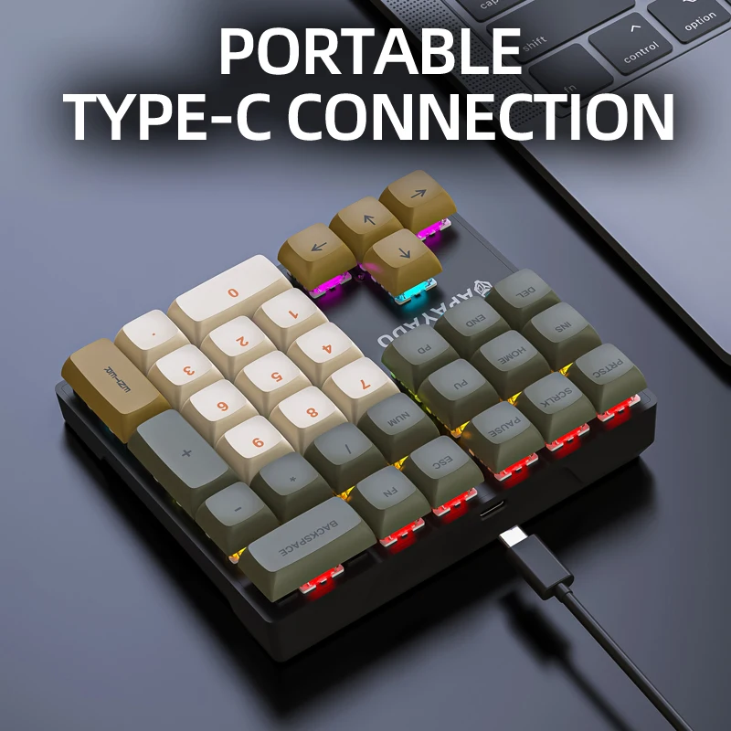 APAYADO Teclado numérico APAYADO K33 Mini teclado numérico mecánico con cable de 33 teclas, iluminación colorida para finanzas, trabajadores de contabilidad - imagen 5