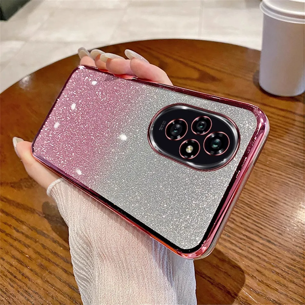 Honor 200 Pro gradiente brillo anillo soporte funda de teléfono para Honor 200 Lite 100 90 80 70 60 50 30 20 Pro SE cubierta trasera de silicona suave - imagen 2