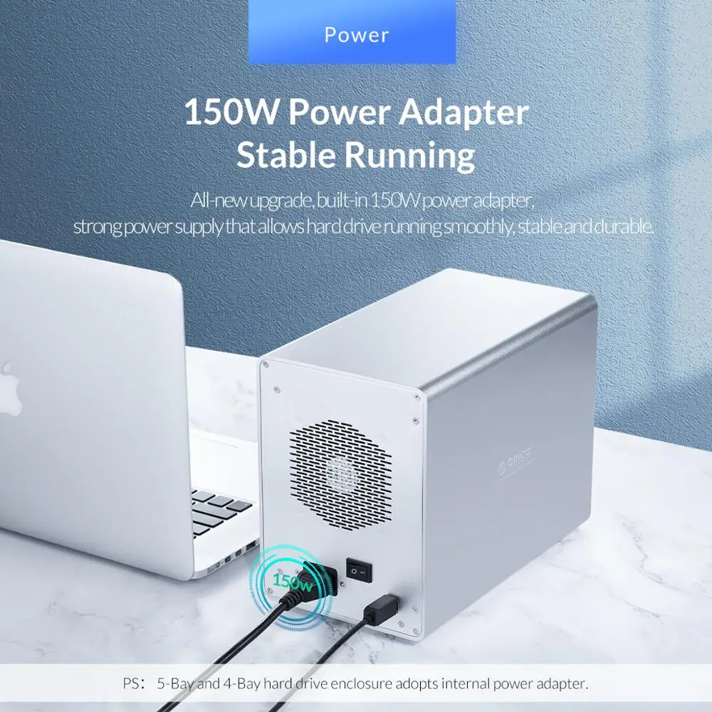 ORICO-estación de acoplamiento para disco duro serie 95, carcasa de aluminio con adaptador de corriente interno de 3,5 W/72W, 150 ", USB3.0, 64TB, 4 bahías - imagen 5
