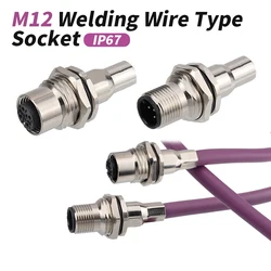 Cable M12 blindado impermeable macho-hembra para soldadura