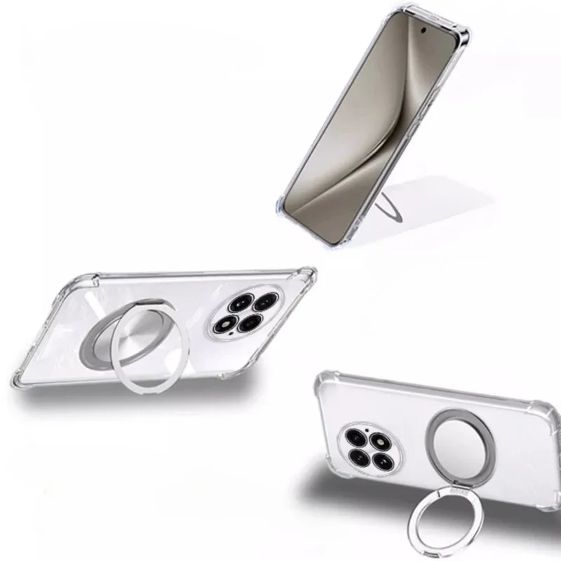 Funda para Oneplus 13 R 12 R 11 10T ACE 5 Pro 2Pro ACE 2V Nord 4 soporte de anillo magnético Airbag cubierta de silicona transparente a prueba de golpes - imagen 2