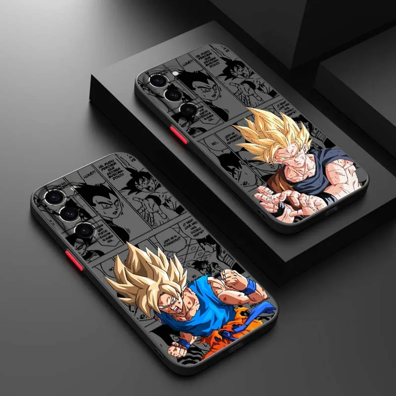 D-Dragon Ball Comic Goku Cool para Samsung Galaxy S25 S24 S23 S22 FE Plus Ultra 5G funda de teléfono translúcida esmerilada