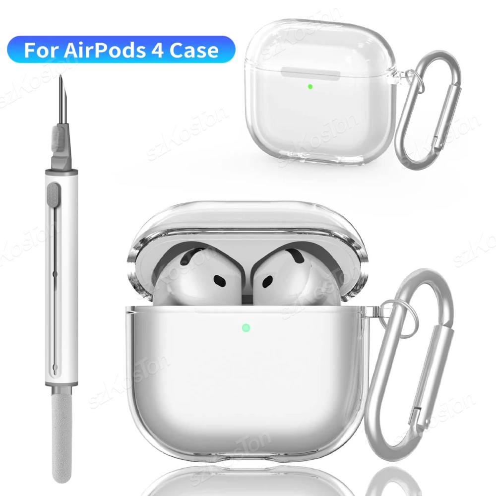 Funda transparente AirPods 4 TPU suave Antirayaduras Llavero