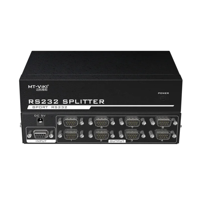 Divisor RS232 Divisor de 8 puertos DB9 Protocolo de transferencia de datos RS232 serie COM con adaptador de corriente Convertidor RS-232 hembra a macho - imagen 3