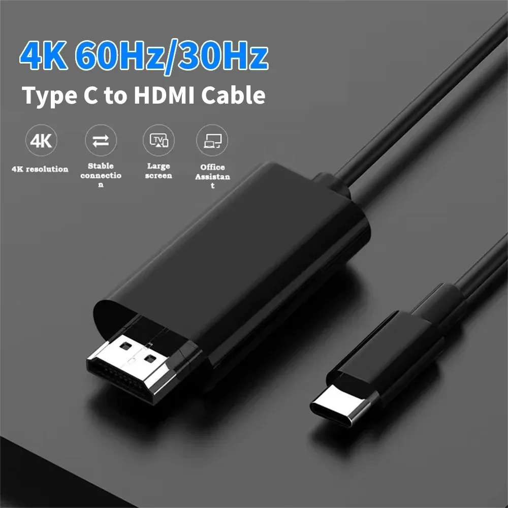Adaptador de Cable USB C tipo C a HDMI, 4K, 60Hz, Ethernet de alta velocidad, Cable compatible con HDMI para proyector, HDTV, tableta, Smart TV Stick - imagen 2