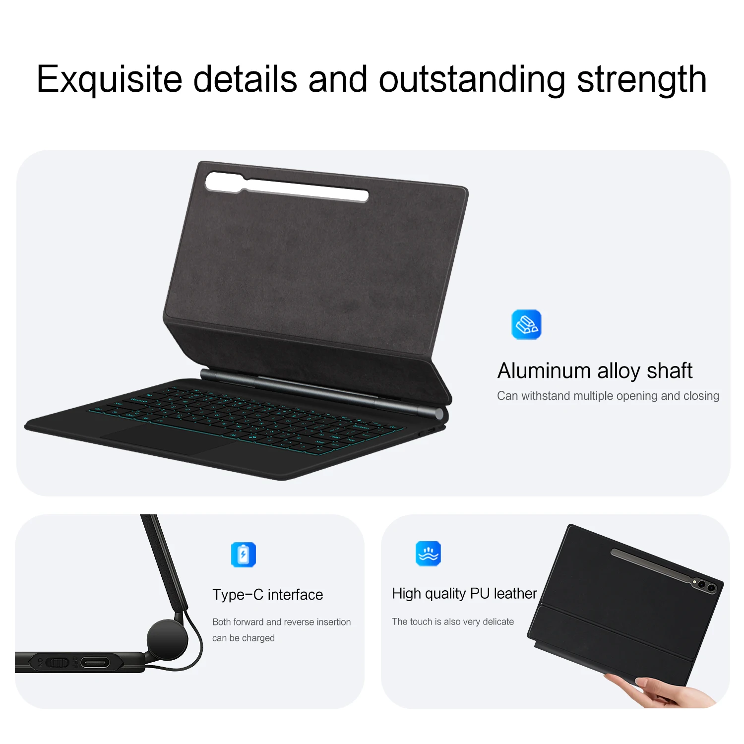 AJIUYU Magic Keyboard Folio para Samsung Galaxy Tab S9 Ultra 14,6 pulgadas 2023 SM-X910 X916B X918U funda con teclado magnético inteligente - imagen 5