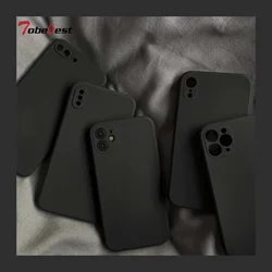 Funda de Silicona Líquida Negra para iPhone 6-15 Pro