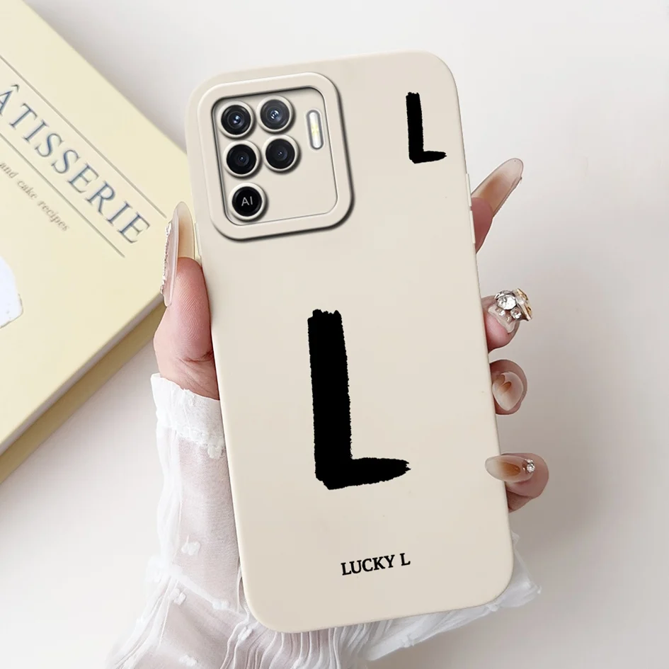 Para OPPO A94 5G Funda CPH2211 Funda a prueba de golpes letras iniciales de lujo Funda mate de silicona suave para OPPOA94 Reno 5 Lite 5F parachoques - imagen 4