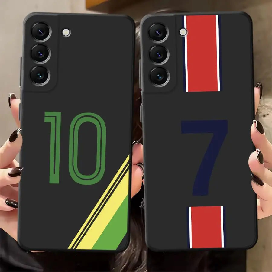 Funda con número de pie para Samsung Galaxy A04 A20 A13 A70 A40 A16 A05 A10 A12 A50 A30 A15 A06 A17, funda negra suave para teléfono